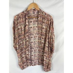 Victorias Secret Pink Floral Print Open Front Slouchy Kimono Size M/L